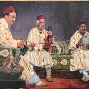 Moroccan musicians painting. Original Oil painting on canvas musique du Maroc