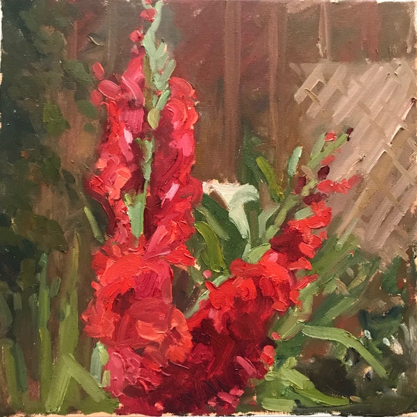 Still life painting Gladiolas Flower Painting Oil on Canvas floral art original art impressionist painting Still Life