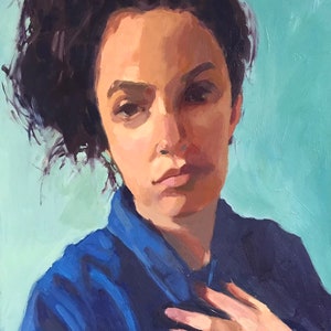 Portraitmalerei auf Leinwand Originales Frauenbildnis. Ölgemälde auf Leinwand, figurative Kunst, Porträt.