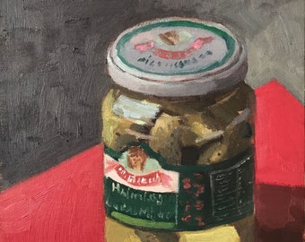 Original-Kunst Stillleben Jar von Pickes Ölgemälde auf Panel figurative Lebensmittel Malerei Allaprima bunte Kunst