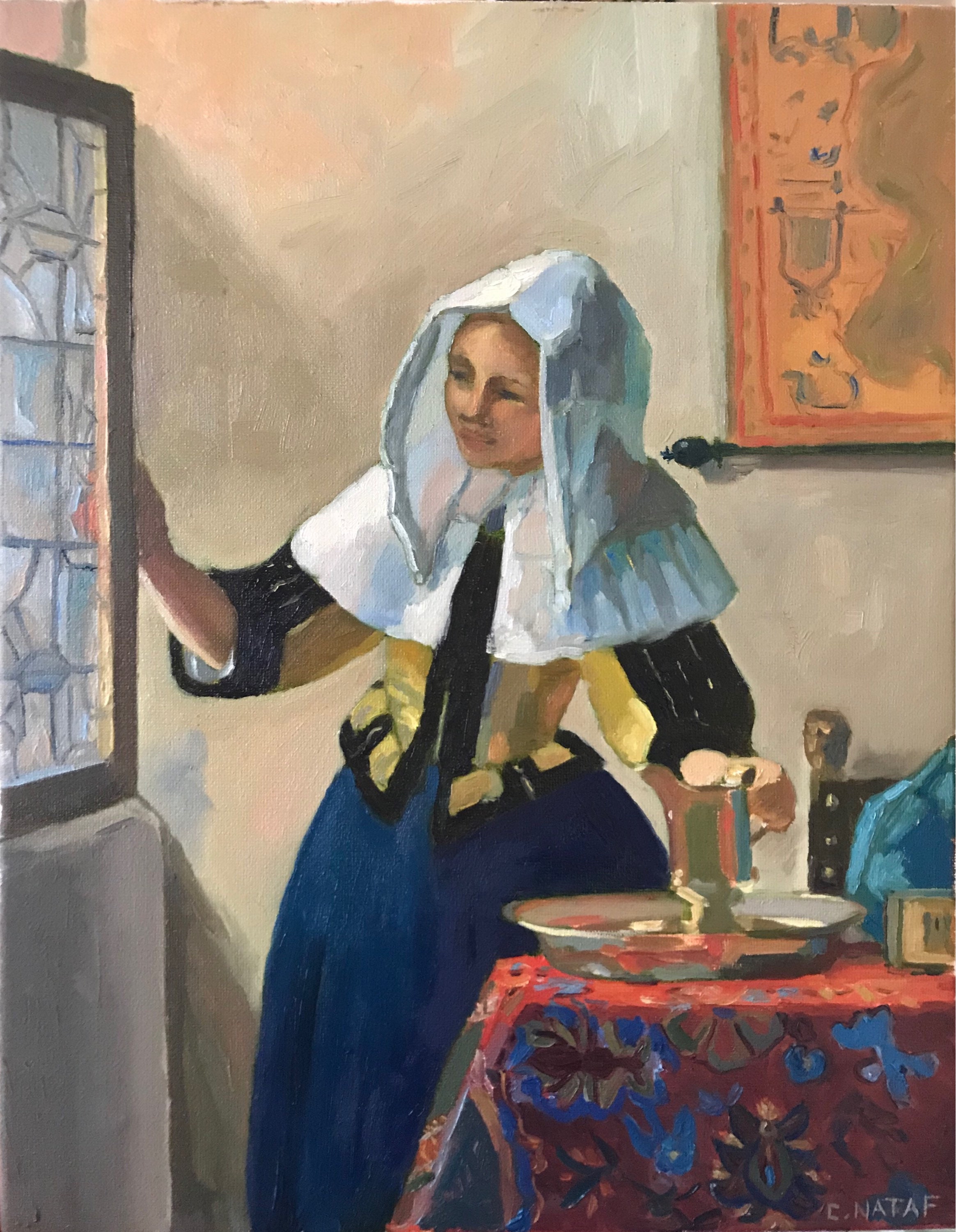 Vermeer Oil Painting reproduction Oil on Canvas Young Woman Etsy