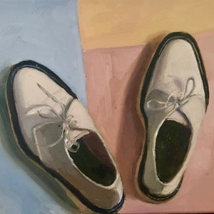 Still Life Painting, Adieu shoes Original Oil Painting, Figurative painting Oil on canvas