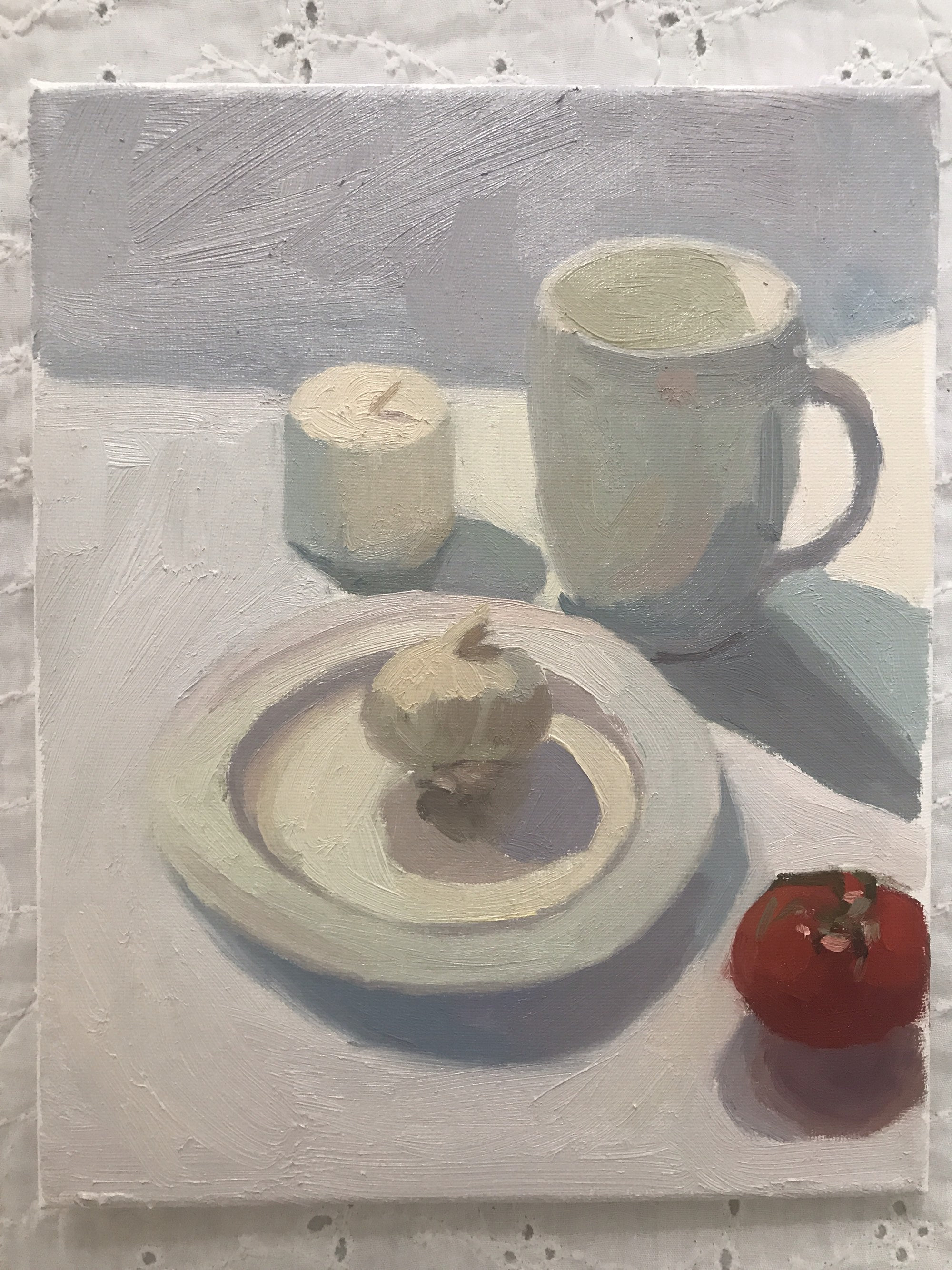 アイスとコーヒーの静物画 F4 油彩画 oil painting art 油彩画 『檸檬と瓶』 森田和昌 | nuancebeans