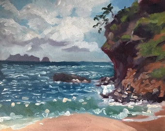 Caribbean island Guadeloupe Seascape painting caribbean beach oil painting on canvas