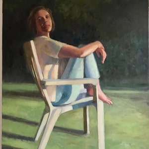 Female Portrait Painting in a Landscape Original Art Impressionist portraiture