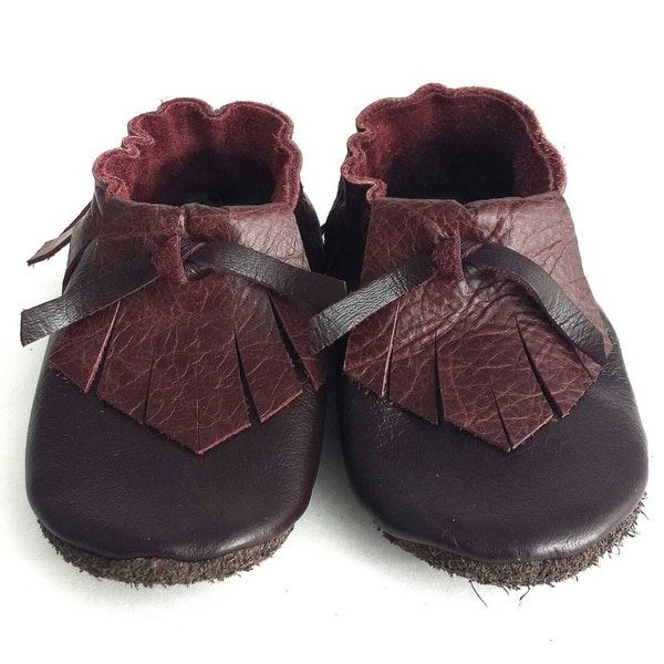 Baby Moccasins, Baby Shoes, Size 18-24 M, Bordeaux, Leather Moccasins, Baby Mocs, Gender Neutral, Moccasins, Baby Gift, Baby Slippers