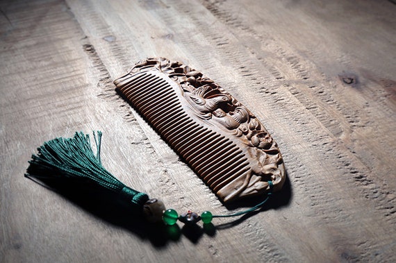 Handmade Seamless Natural Green Sandalwood Massage Comb Anti Etsy
