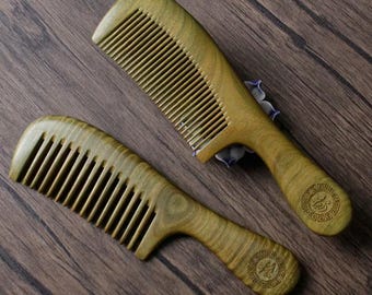 Handgefertigter, nahtloser Massagekamm aus natürlichem grünem Sandelholz, antistatischer Taschenkamm aus Holz, geschnitzter Kamm im chinesischen Stil, Geschenk für Mütter – K023