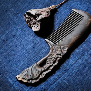 Handmade Seamless Natural Bubinga Massage Comb,  Anti Static Pocket Wooden Comb , Customized Carved comb,  gift for her -- K011