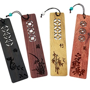 Custom Laser Cut Wooden Bookmark,Book Accessory, Personalized Gift,Anniversary Gift for her / him, Birthday Gift,student gift,Set of 4 -S001