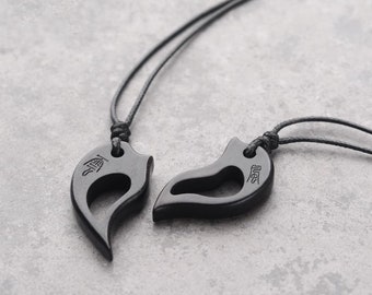 Heart  Ornaments Pendant Necklace, Sandalwood Couple Necklace, Engraving Necklace, Personalized Gifts, Couple of Gifts for Loves -- X005