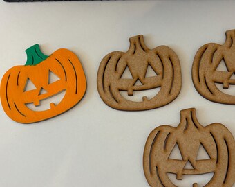 Unfinished Wooden Jack O' Lantern Pumpkin Cutouts - Set of 3 DIY Halloween Crafts