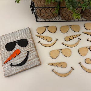 Snowman Face DIY Craft Kit – 5 Unfinished Wood Sets for Painting, Winter Decor Project Elements