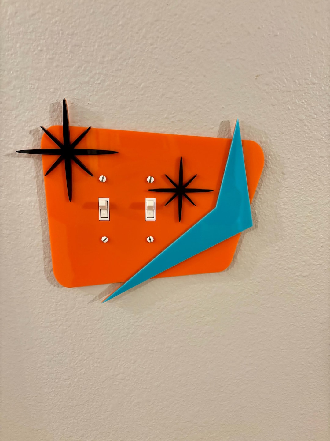MCM Atomic Starburst Light Switch Cover: Orange & Blue Acrylic - Etsy