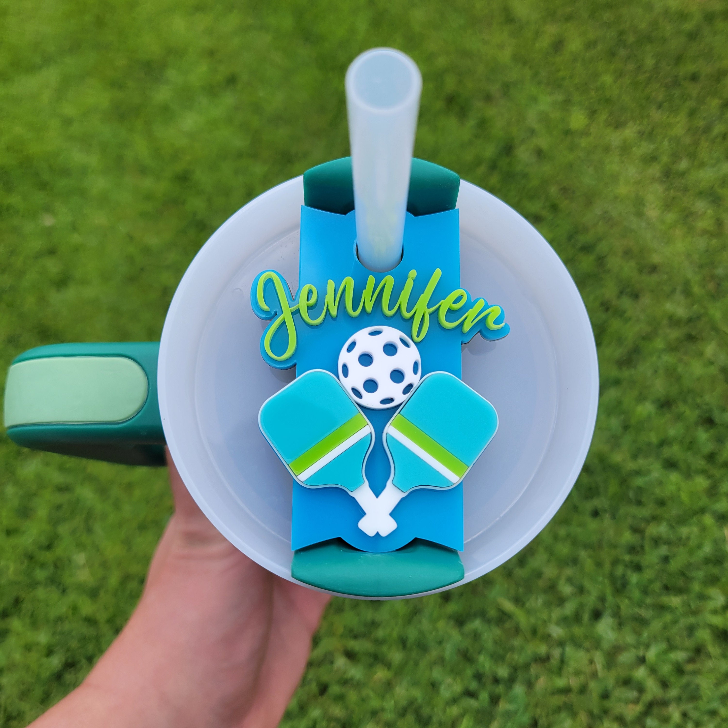 Pickleball H2.0 Tumbler Topper for 30 oz & 40 oz, Acrylic, Perfect for Pickleball Lovers