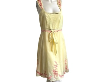Vestido veraniego bordado vintage de Betsey Johnson de los años 90, talla 10, vestido lencero estilo pin-up Fairycore