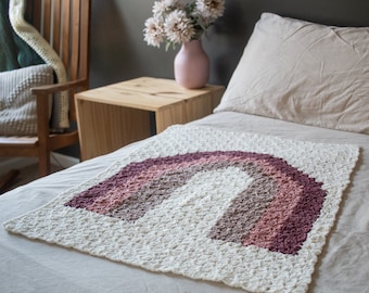 The Rose Crochet baby blanket // C2C crochet baby blanket // Rainbow baby blanket
