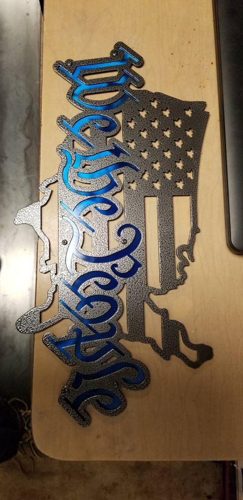 We the People Metal Wall Art Militaryflagplasma Cutpowder Etsy