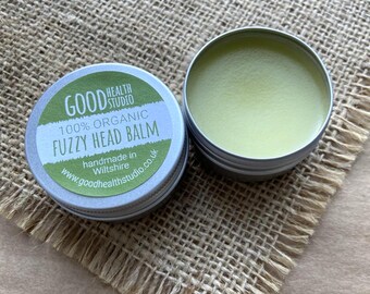 Organic Fuzzy Head Balm, Larger Size, with Cooling Peppermint, Soothing Lavender, Essential Oils, Planet Friendly Wellbeing, For Him For Her