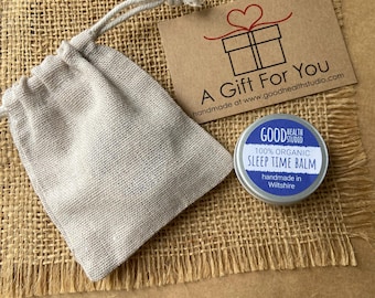 Organic Sleep Time Balm with Ecofriendly Gift Bag, Mothers Day, Gifts under 10, For Her, Dream, Snooze, Relax, Rest, Gift Ideas, Pulse Point