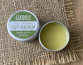 Fuzzy Head Balm, with Cooling Peppermint, Soothing Lavender, Pulse Point Aromatherapy, Travel Size, 100% Organic, Wellness, For Him, For Her