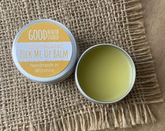 Pick Me Up Balm, Aromatherapy Balm, with cheering Lime & Bergamot, Pulse Point, 100% Organic, Ecofriendly, For Men, For Women, For Children
