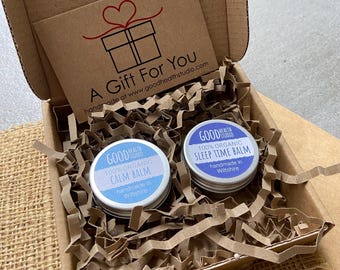 Fathers Day, Calm and Sleep Time Balms, For Dad, for Him, Organic Wellbeing Gift, Rest, Relax, Dream, De Stress, Letterbox, Sleep Gifts