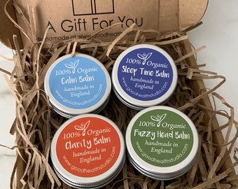 Wellbeing Gift Box, Hug in a Box, Birthday Gift, 100% Organic, Gift for Her, Gift for Him, Sleep Balm, Headache Relief, Stress Calm Balm