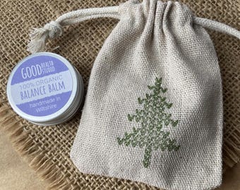 Organic Balance Balm with a Hand Stamped Cotton Bag, For Him, For Her, For Kids, For Bestie, You've Got This Gift, Thinking of You, Wellness