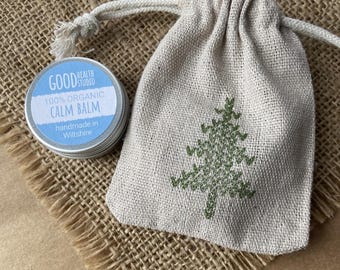 Calm Balm in Hand Stamped Eco Gift Bag, No Nasties, 100% Organic, Feel Zen, Survival Kit, Positivity, Calming Gifts, Relax, For Him, For Her
