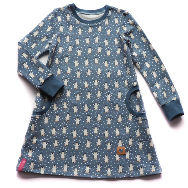 KLEID Mädchen Pinguine Schnee