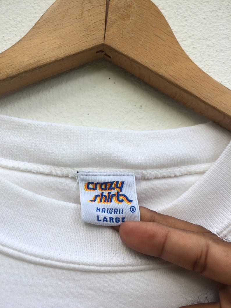 Vintage Crazy Shirt Hawaii Sweatshirt MENS LARGE Crazy Shirt T Shirt Vintage 80s 90s Sweatshirt Casual Surf Surfing