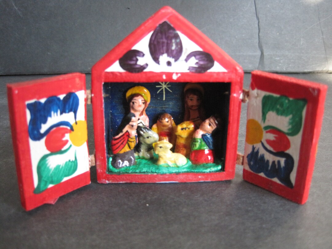Miniature Folkart Natiivty Retablo Pequeño Nacimiento Retablo Hecho En ...