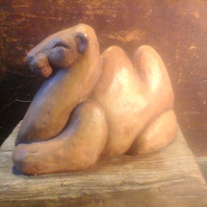 Folkart Chalkware Nativity Camel, original Sculpture, Handmade in Virginia by D. Ball