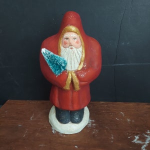 Chalkware Santa (in Red, White, or Celestial Blue)...Handmade in Virginia by D.Ball