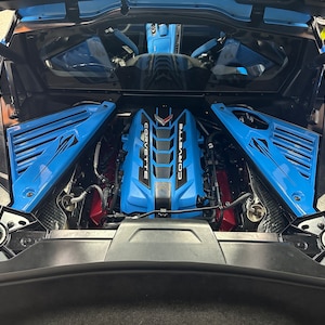Dettagli personalizzati del pannello del vano motore della Corvette C8 Stingray Insignia