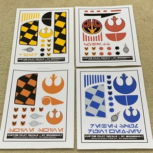 CUSTOM (Design it yourself!) Star Wars X-wing Classic OR Resistance Pilot Helmet Decal Set