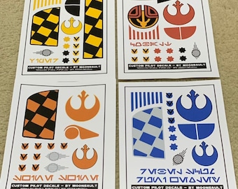 CUSTOM (Design it yourself!) Star Wars X-wing Classic OR Resistance Pilot Helmet Decal Set