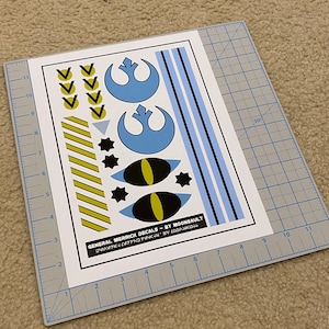 Star Wars General Merrick Blue Leader Rogue One X-wing Rebel Pilot Helmet Decal Set