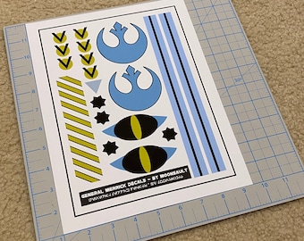 Star Wars General Merrick Blue Leader Rogue One X-wing Rebel Pilot Helmet Decal Set