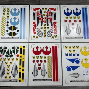 WATERSLIDE Star Wars X-wing Rebel Pilot Helmet Decal Sets - ALL DESIGNS!