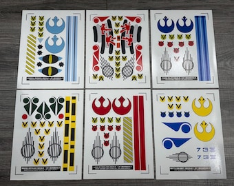 WATERSLIDE Star Wars X-wing Rebel Pilot Helmet Decal Sets - ALL DESIGNS!