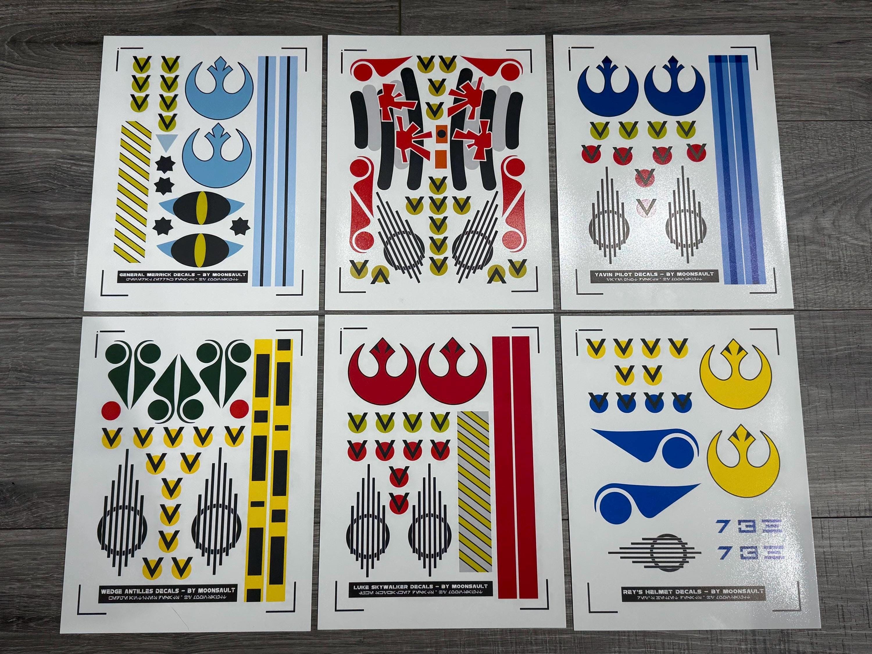 WATERSLIDE Star Wars X-wing Rebel Pilot Helmet Decal Sets - ALL