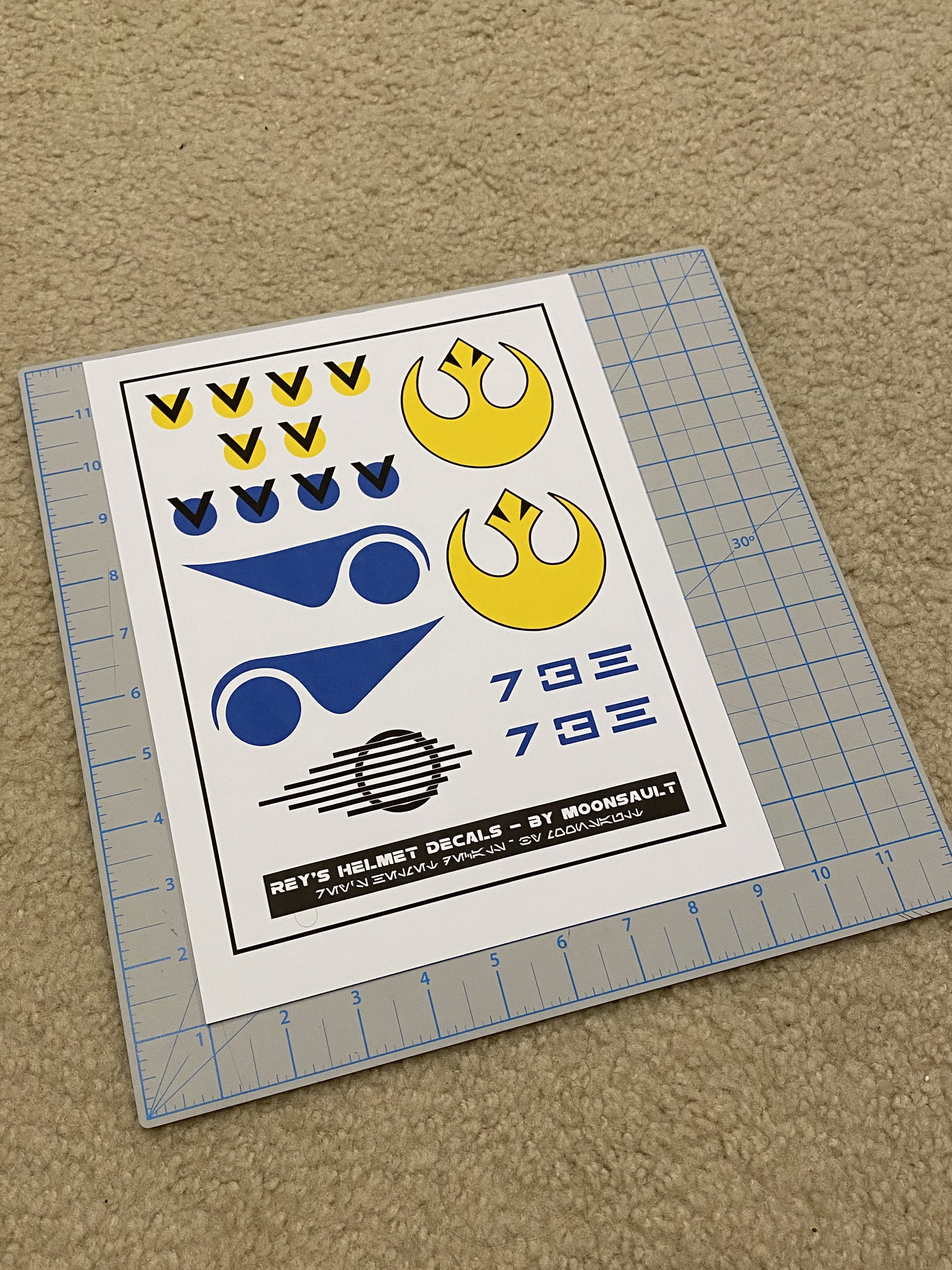 Star Wars the Force Awakens Rey's X-wing Rebel Pilot Helmet Decal