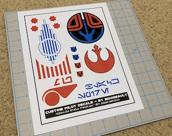Star Wars Galaxy's Edge inspired X-wing Resistance Rebel Pilot Helmet Decal Set (scaled for Poe Black series helmet) - Version 4