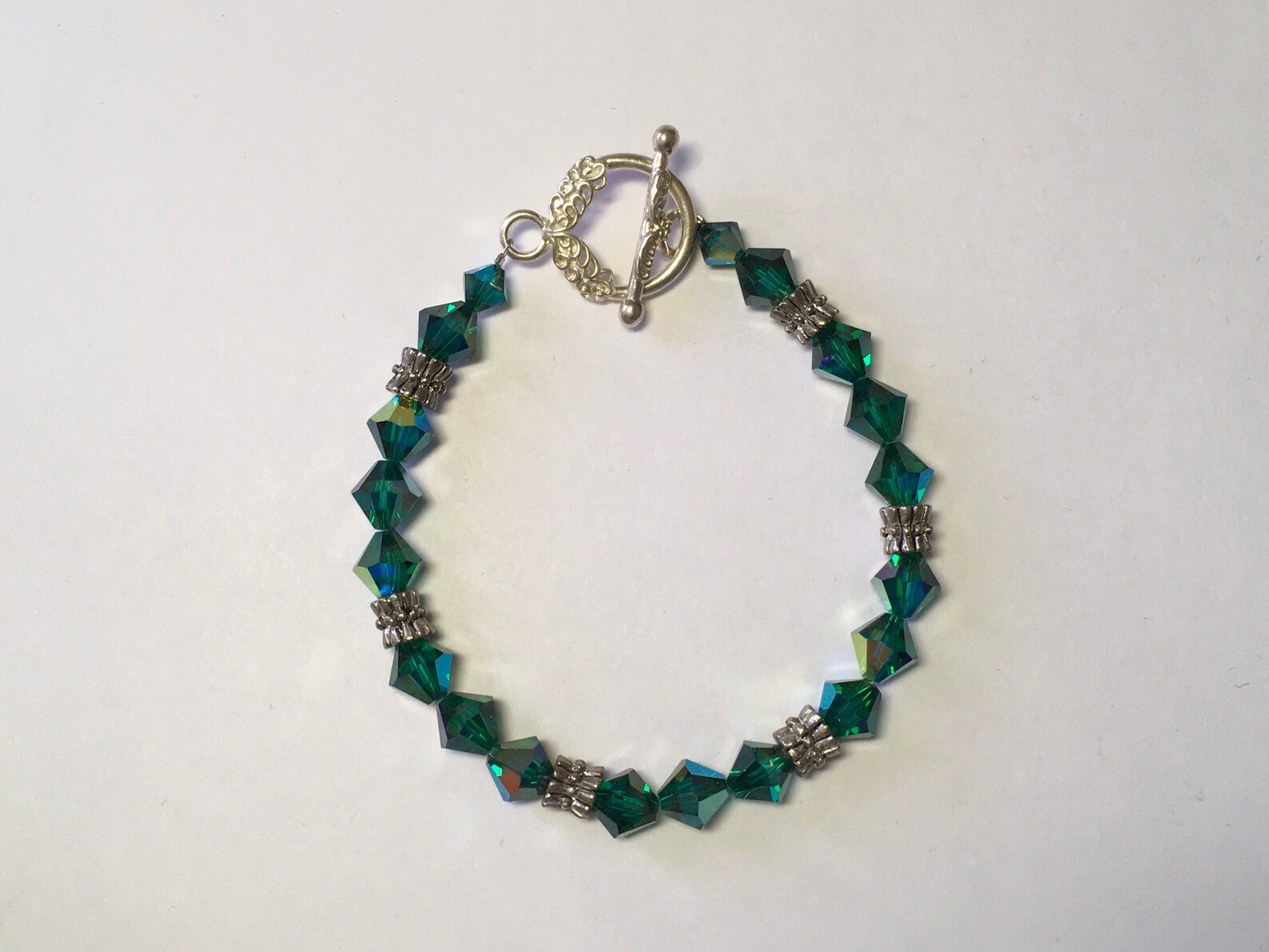 Emerald Swarovski Crystal Bracelet Dark Green Crystal Aurora Etsy