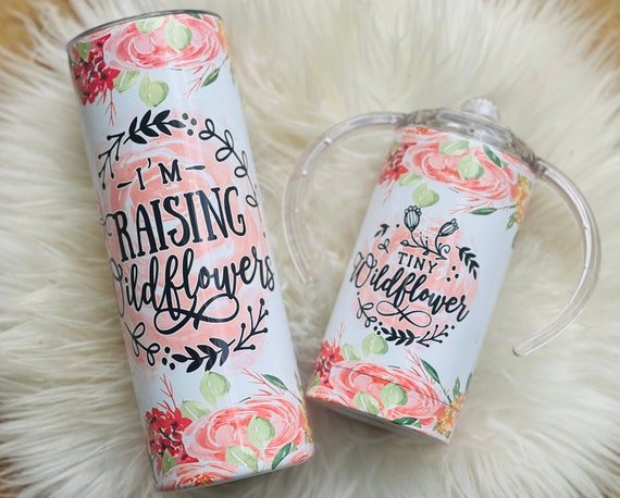 Gifts for Mother and Daughter, Matching Tumbler Set, Little Wildflower,  Tall Skinny Tumbler, Sippy Cup, New Mom Gifts, Baby Shower Gifts 
