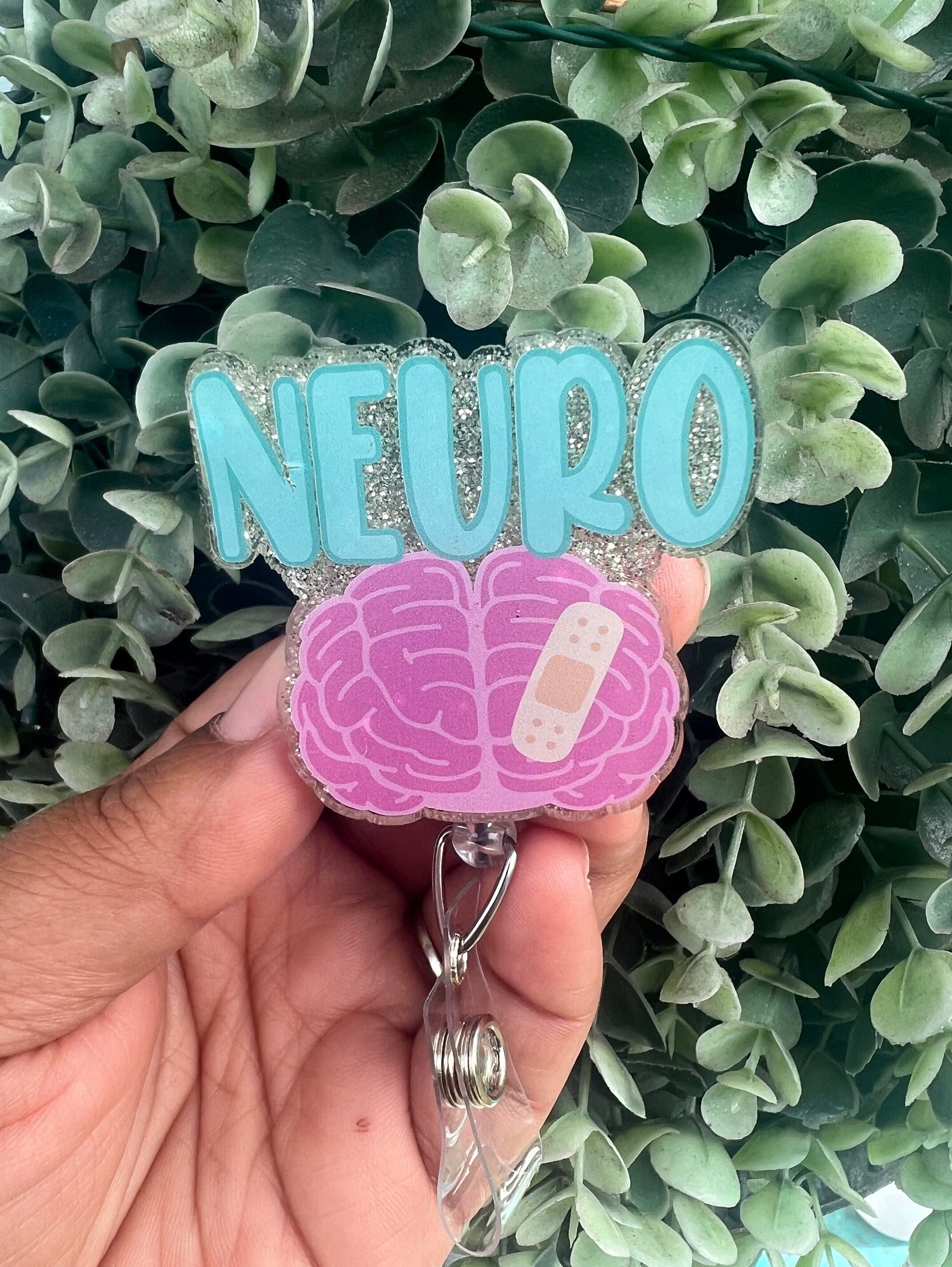Neuro Badge Reel Brain Badge Reel Neurologist Gift Neurology Medical Gift  Nurse Badge Holder Cerebrum Retractable Badge Reel 
