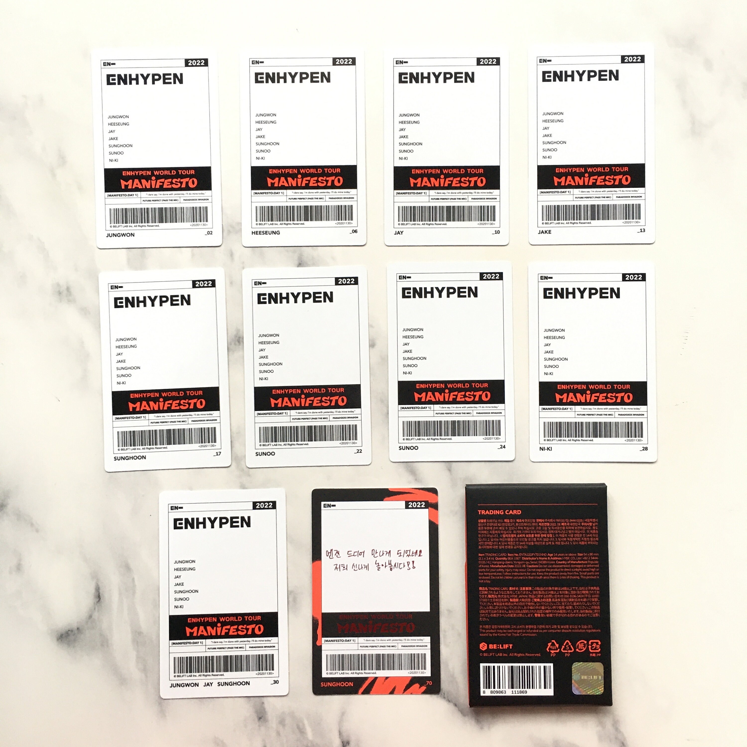 OFFICIAL ENHYPEN Worldtour Manifesto Trading Cards