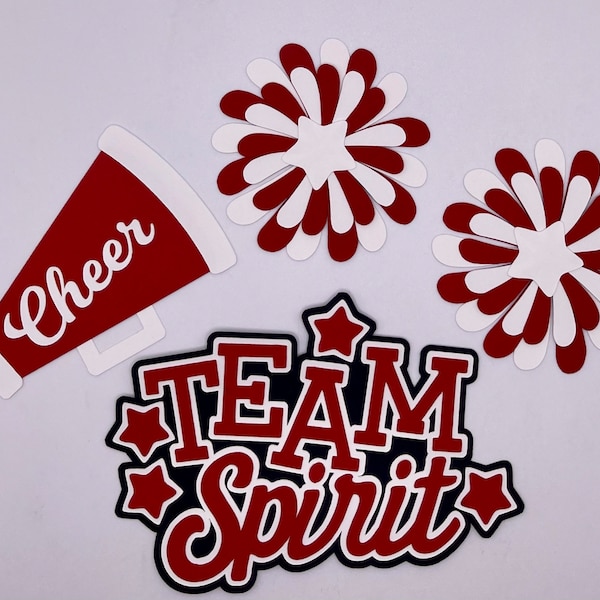 Sports - Team Spirit Cheerleading Red - Handmade Paper Piecing Scrapbook Embellishment Die Cuts - FREE SHIPPING